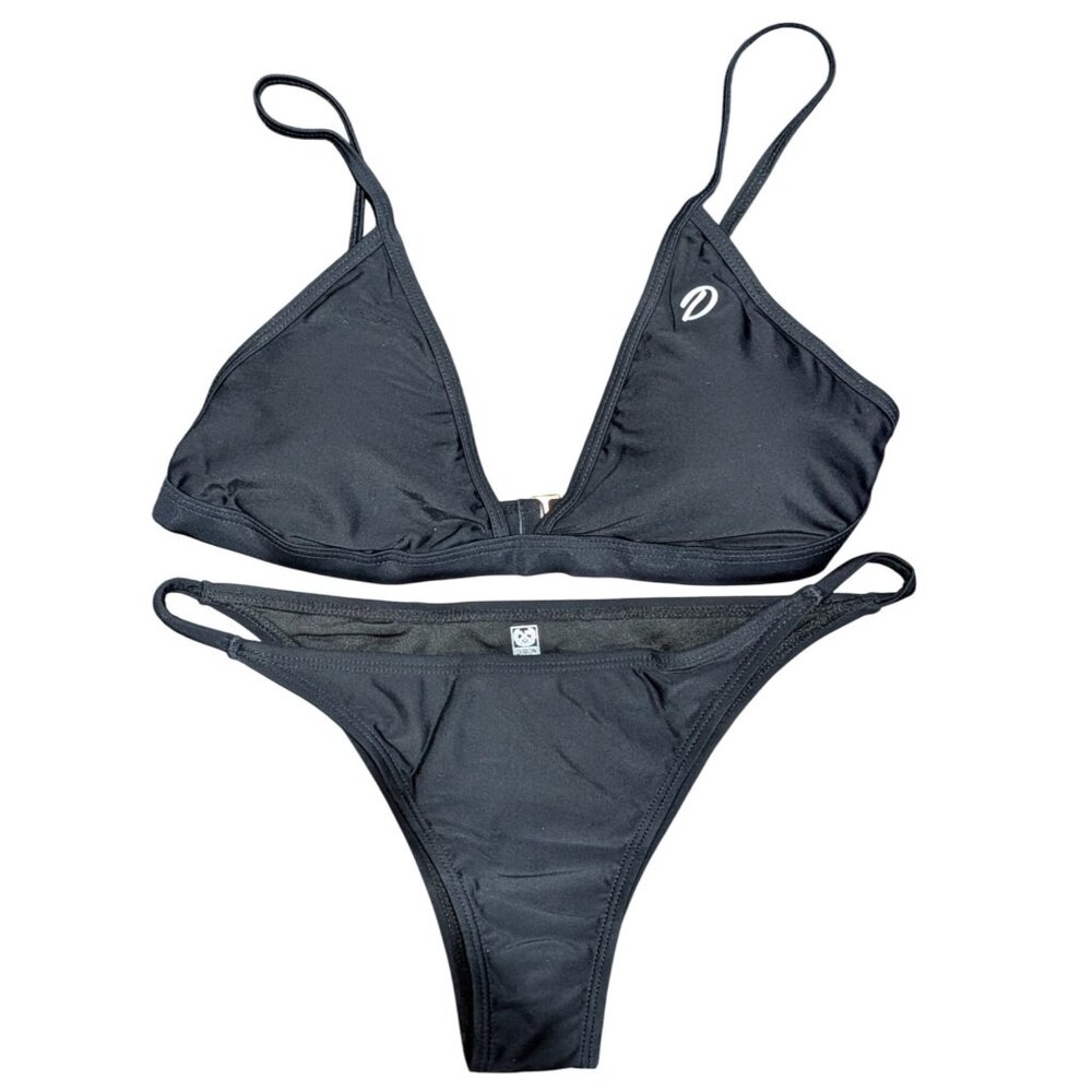 Dixxon Black Tanning Swimsuit Womens Medium Brazilian‎ String Bikini 2 Piece Set